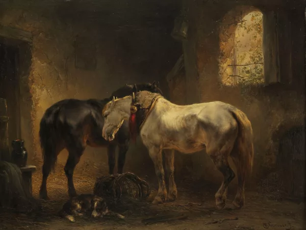 Wouterus Verschuur — Chevaux à l'écurie