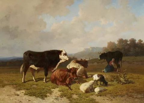 Louis Robbe — Rinder und Schafe auf der Weide