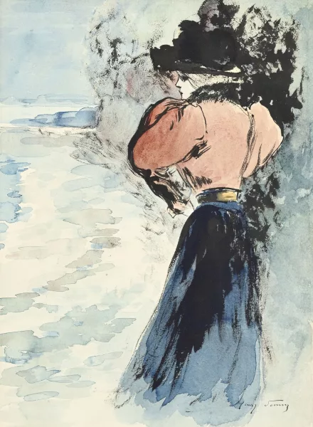 Henry Somm — Femme en bord de mer