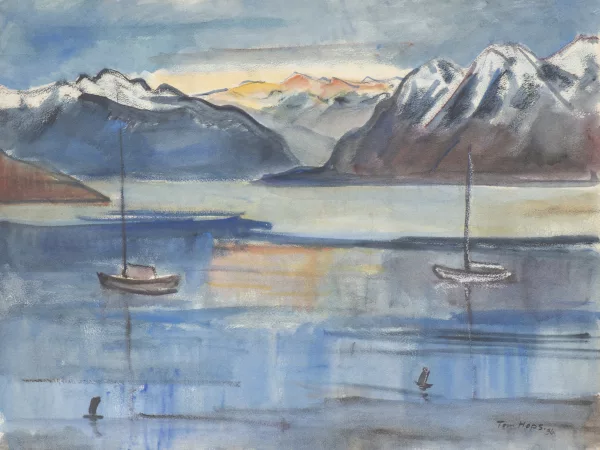 Tom Hops — Tom HOPS (1906 -1976), 'Paysage lacustre', aquarel...