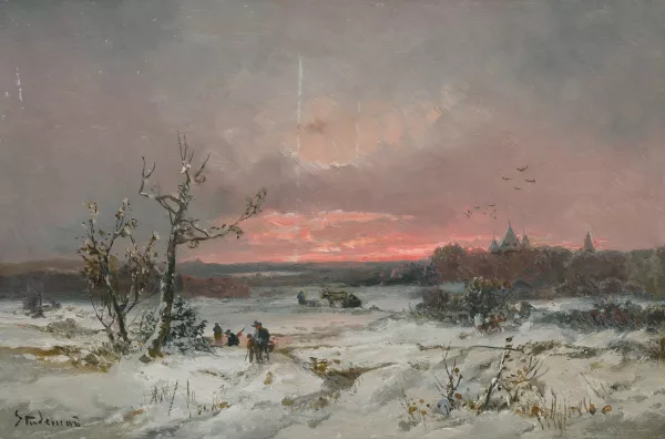 Adolf von Stademann — Winterlandschaft im Abendlicht