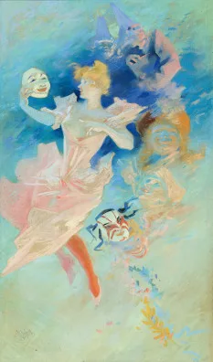 Jules Chéret — Donna con maschera