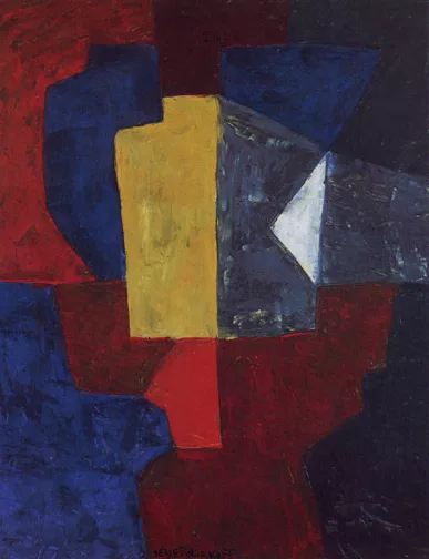 Serge Poliakoff — Composition rouge, vert, blanc, jaune, 1962