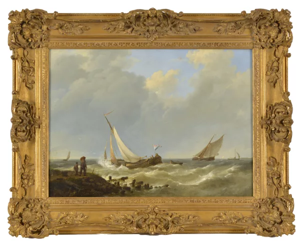 Johannes Hermanus Koekkoek — Barques de pêche, mer formée