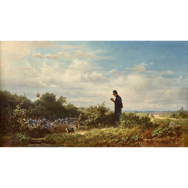 Carl Spitzweg — "Der Herr Pastor (Morgenspaziergang - Pfarrers Morgenspaziergang - Brevierbeter)"