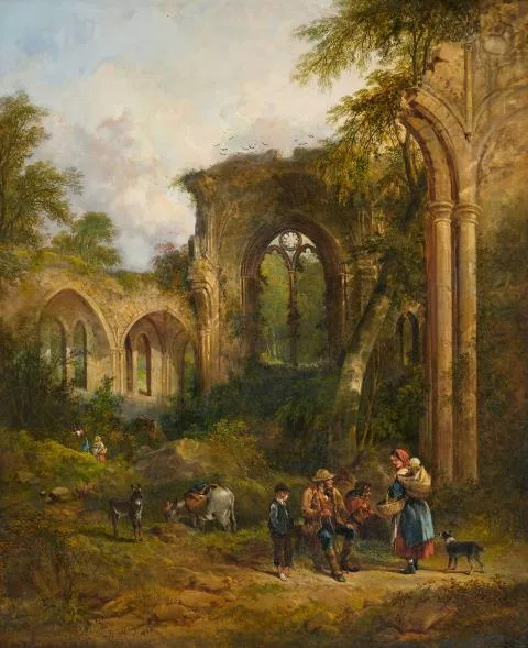 William Joseph Shayer — Gotische Kirchenruine im Wald