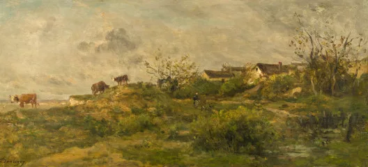 Charles-François Daubigny — Mucche al pascolo a Villerville, circa 1852