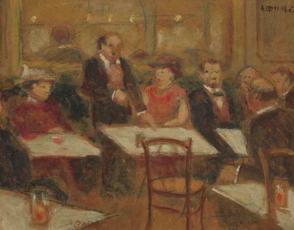 Augustin Grass-Mick — Café Interior in Montmartre