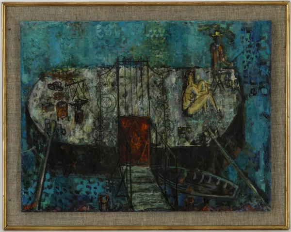 René Quillivic — René Quillivic (1925), \\Le ponton\\, acrylique sur