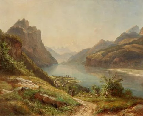 Carl Robert Kummer — Blick auf einen Gebirgssee (Lago Maggiore?)