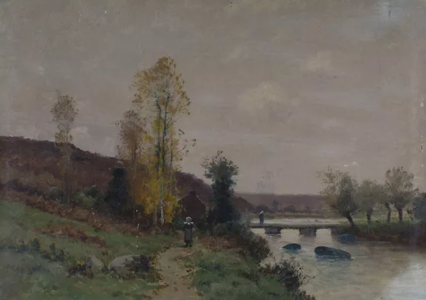 Émile Godchaux — Rivière animée de personnages