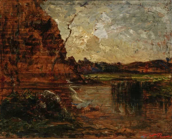 François-Auguste Ravier — Paysage avec rocher