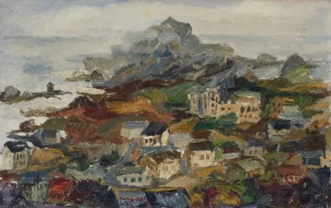 Emmanuel Mané-Katz — Bretonische Küstenlandschaft mit Dorf
