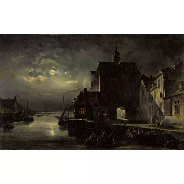 Désiré Donny — Hafen im Mondschein.