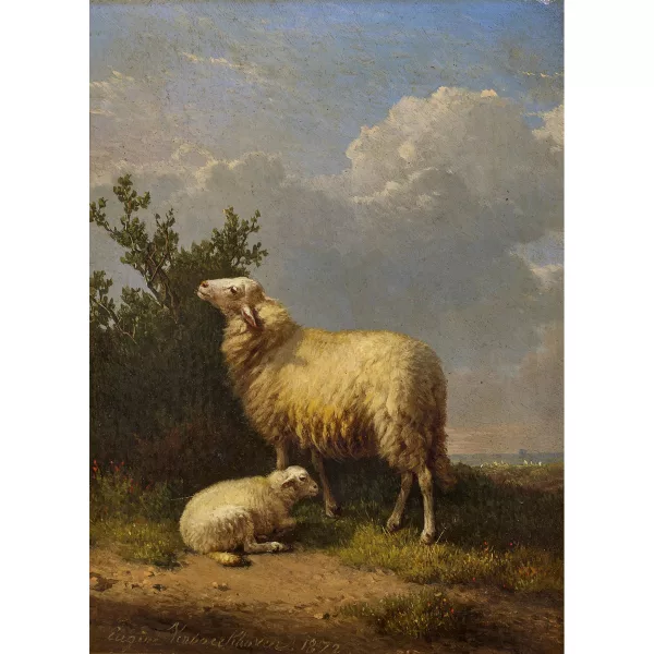 Eugène Verboeckhoven — Schaf mit Lamm.