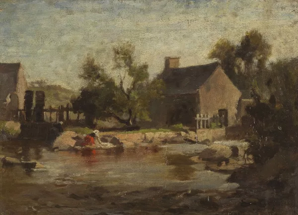 Eugenio Gignous — Lavandière à la rivière