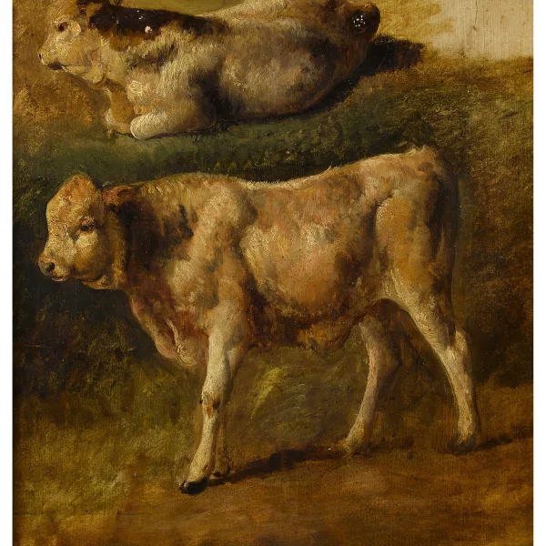 Jacques Raymond Brascassat — Attribué à JACQUES RAYMOND BRASCASSAT — "Les taurillons".