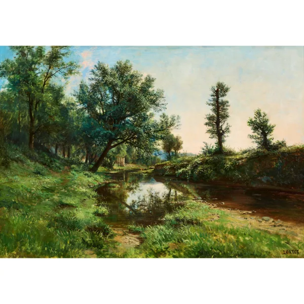 Leberecht Lortet — Sommerliche Landschaft mit einem Bach.