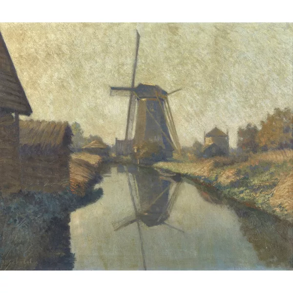 Anthonie Pieter Schotel — Windmühle am Kanal.