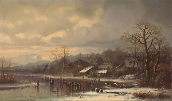 Anton Doll — Paysage d’hiver avec la Zugspitze vue de Garmisch-Partenkirchen en arrière-plan