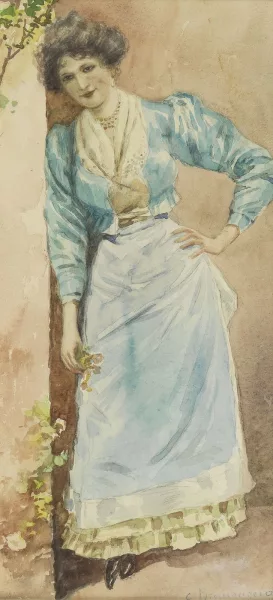 Carlo Brancaccio — Jeune femme italienne adossée au mur
