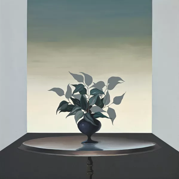 Christos Karas — Bouquet de feuilles dans un vase noir