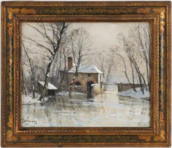 Henri Jourdain — Paysage de campagne enneigé,