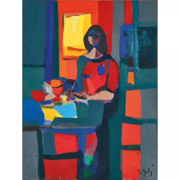 Marcel Mouly — "Robe Rouge - fond Rouge".