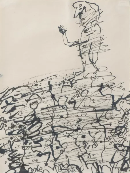 Jean Dubuffet — Jean DUBUFFET (1901-1985), 'Géologue itinérant', encre de Chine