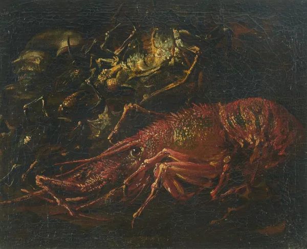 Felice Boselli — Attribué à Felice Boselli — zugeschrieben Stillleben mit Languste, Krebs und Muschel