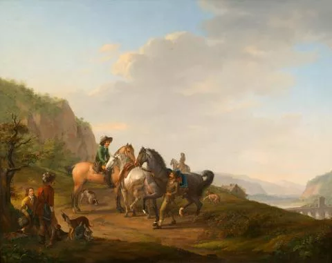 Johann Georg Pforr — Jagdgesellschaft in weiter Landschaft