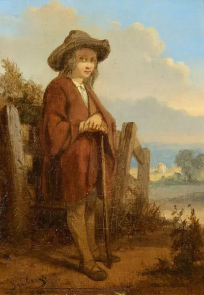 Eugène Isabey — Paysage avec un jeune homme