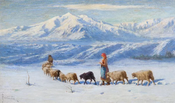 Achille Tominetti — Ansicht gegen den Monte Mattarone, Baveno und den Lago Maggiore
