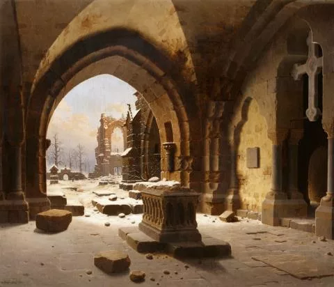 Carl Hasenpflug — Klosterruine im Winter mit Blick auf Walkenried