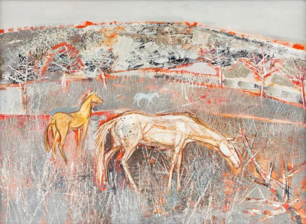 Claude Grosperrin — Chevaux dans un pré,