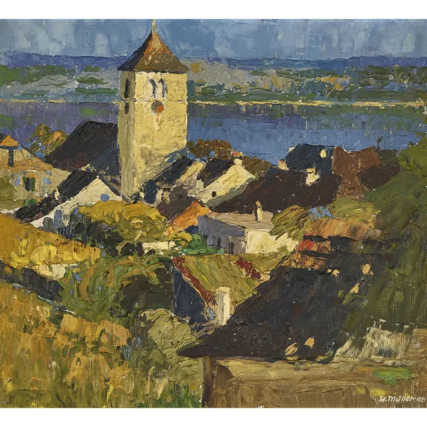 Édouard Muller — La Neuveville mit Bielersee.