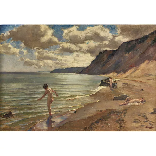 Wilhelm Hempfing — Unbekleidete Badende am Strand.