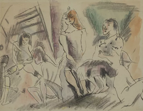 Jules Pascin — Petites filles jouant aux billes (USA 1917)