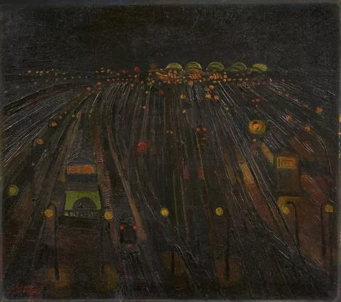 Josef Scharl — Bahnhof bei Nacht