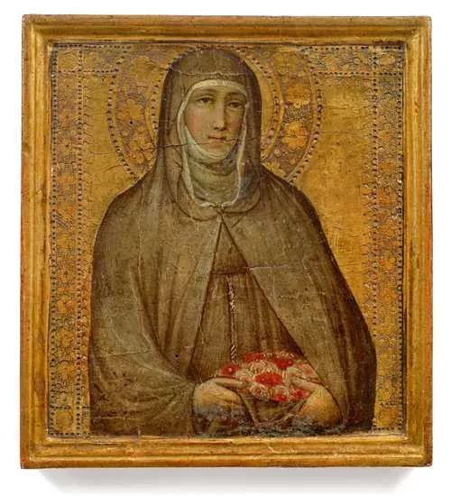 Agnolo Gaddi — Saint Elizabeth of Thuringia with roses.
