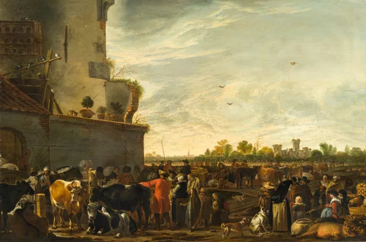 Cornelis Saftleven — Cattle market, 1659