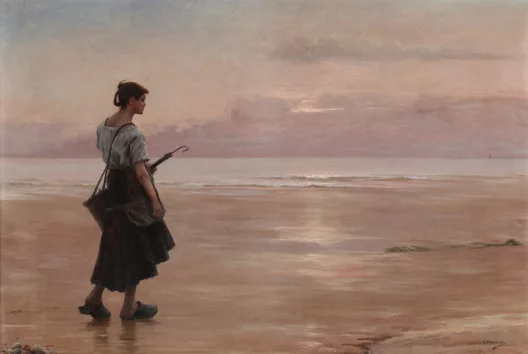 Georges Jean-Marie Haquette — Jeune pêcheuse devant la vaste mer