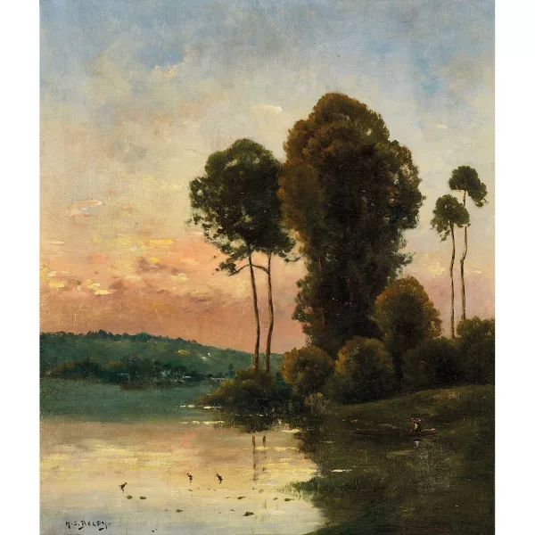 Hippolyte-Camille Delpy — Coucher de soleil sur la rivière.