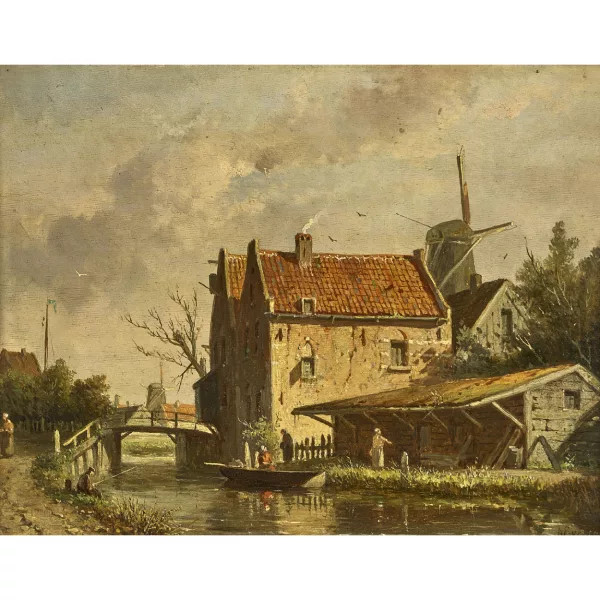 Adrianus Eversen — Sommerliche Kanalszene.