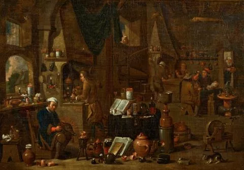 Victor Mahu — Interieur mit einem Alchemisten und seinen Mitarbeitern