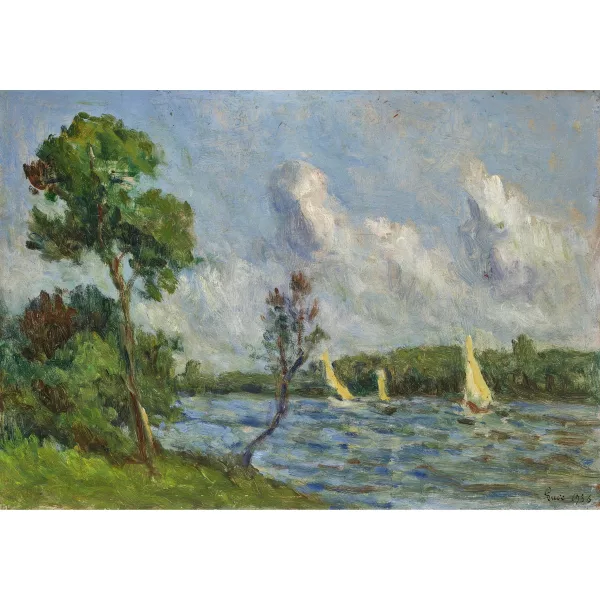 Maximilien Luce — "Voiliers sur la Seine vers Rolleboise".