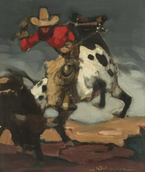 Henri Deluermoz — Cowboy chassant le bison