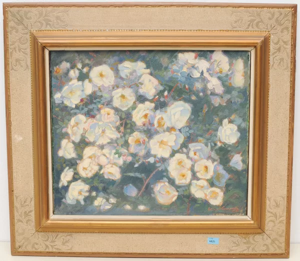 Werner von Hausen — Heckenrosen, verso Landschaft mit Blumenpflückerin (Entwurf)