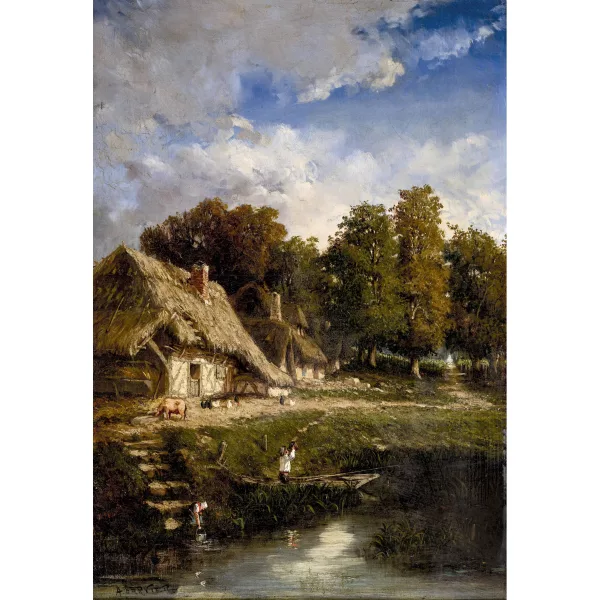 Adolphe Hervier — Ländliche Szenerie mit Gehöft