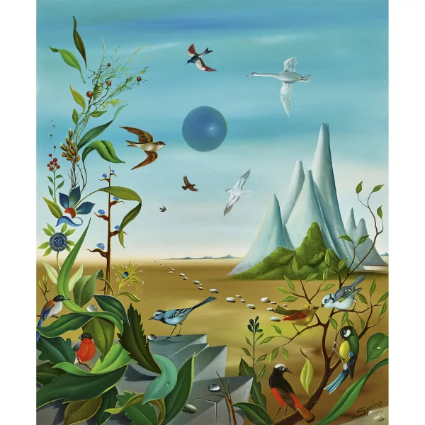 Georges Spiro — Paysage surréaliste avec oiseaux